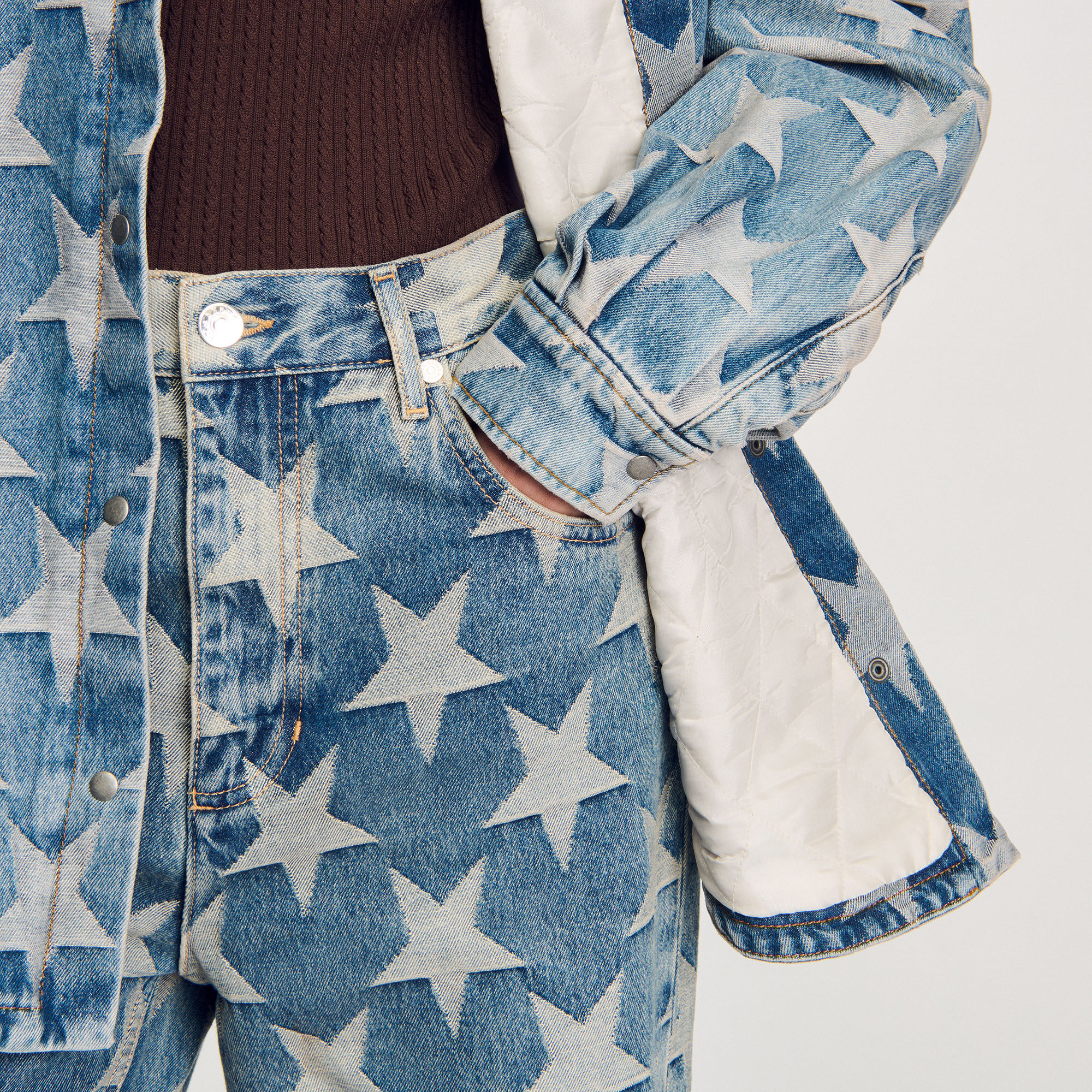Blouson surchemise en jean étoiles