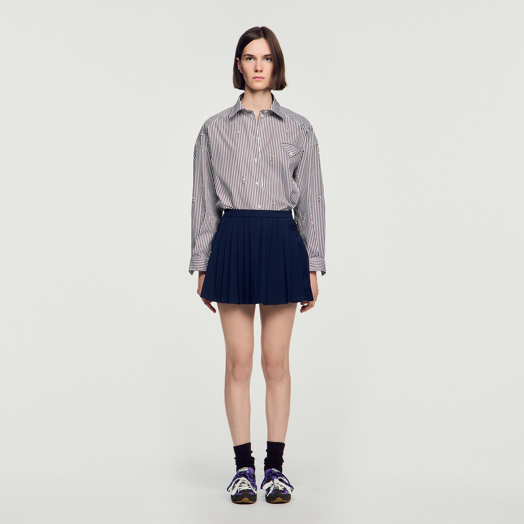 Jupe short &agrave; plis - Femme | Sandro Paris