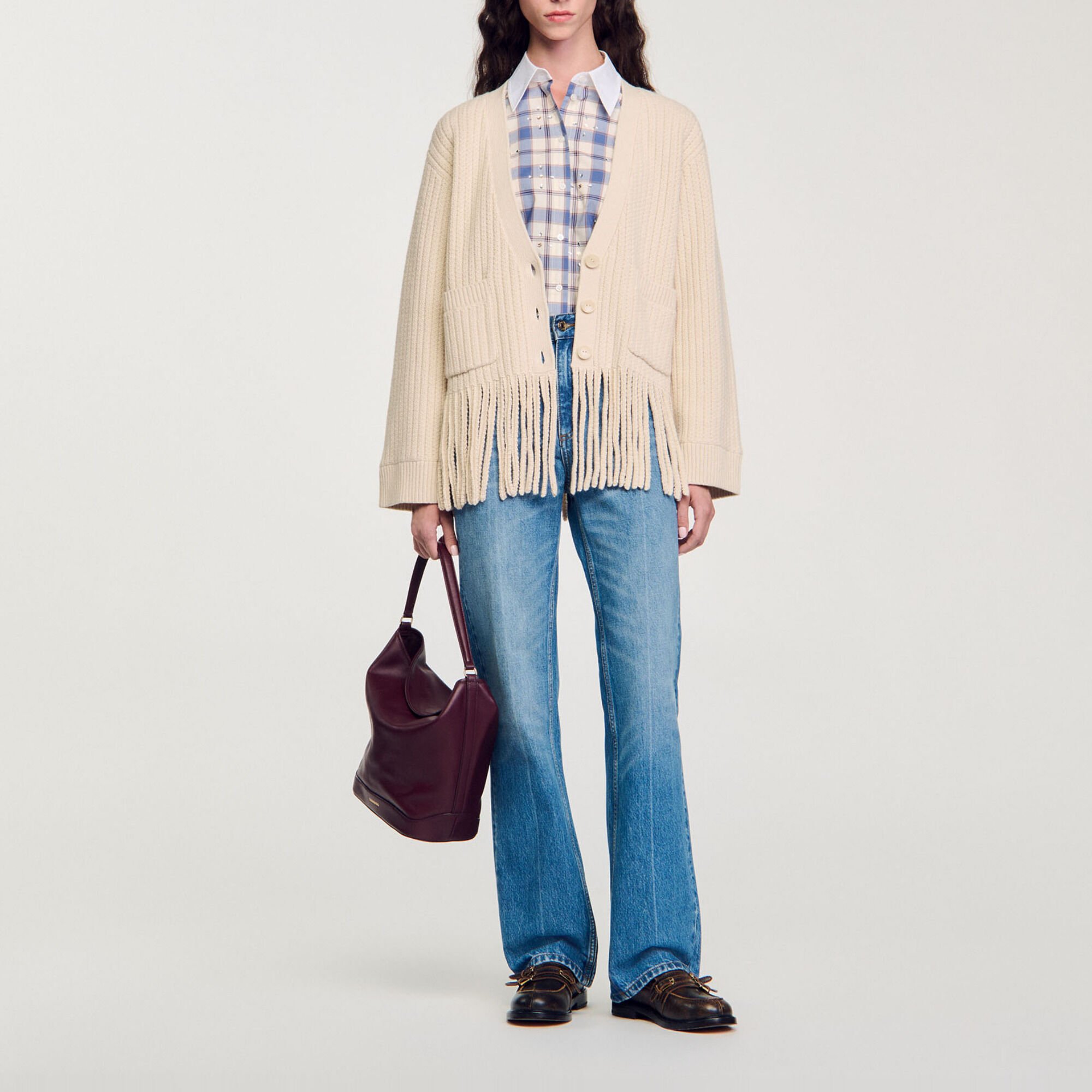 Cardigan en maille à franges