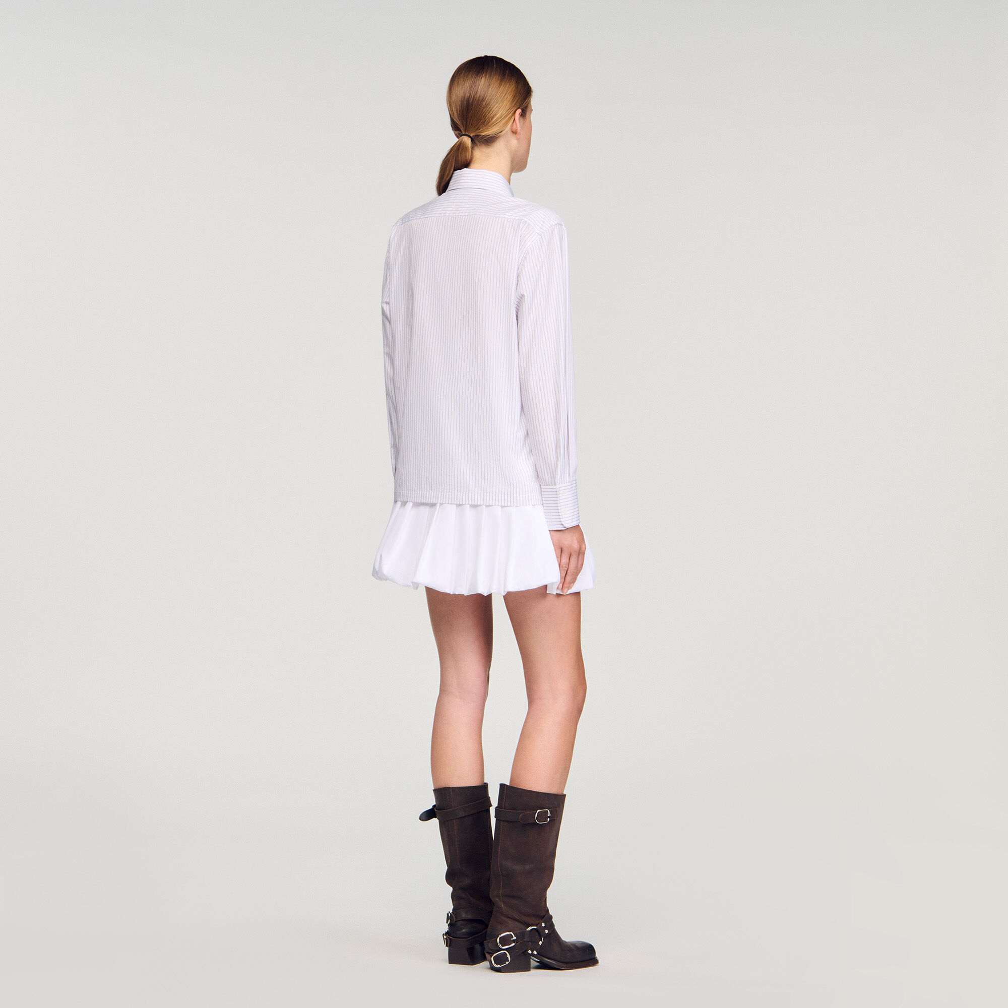 Chemise rayée à cravate amovible