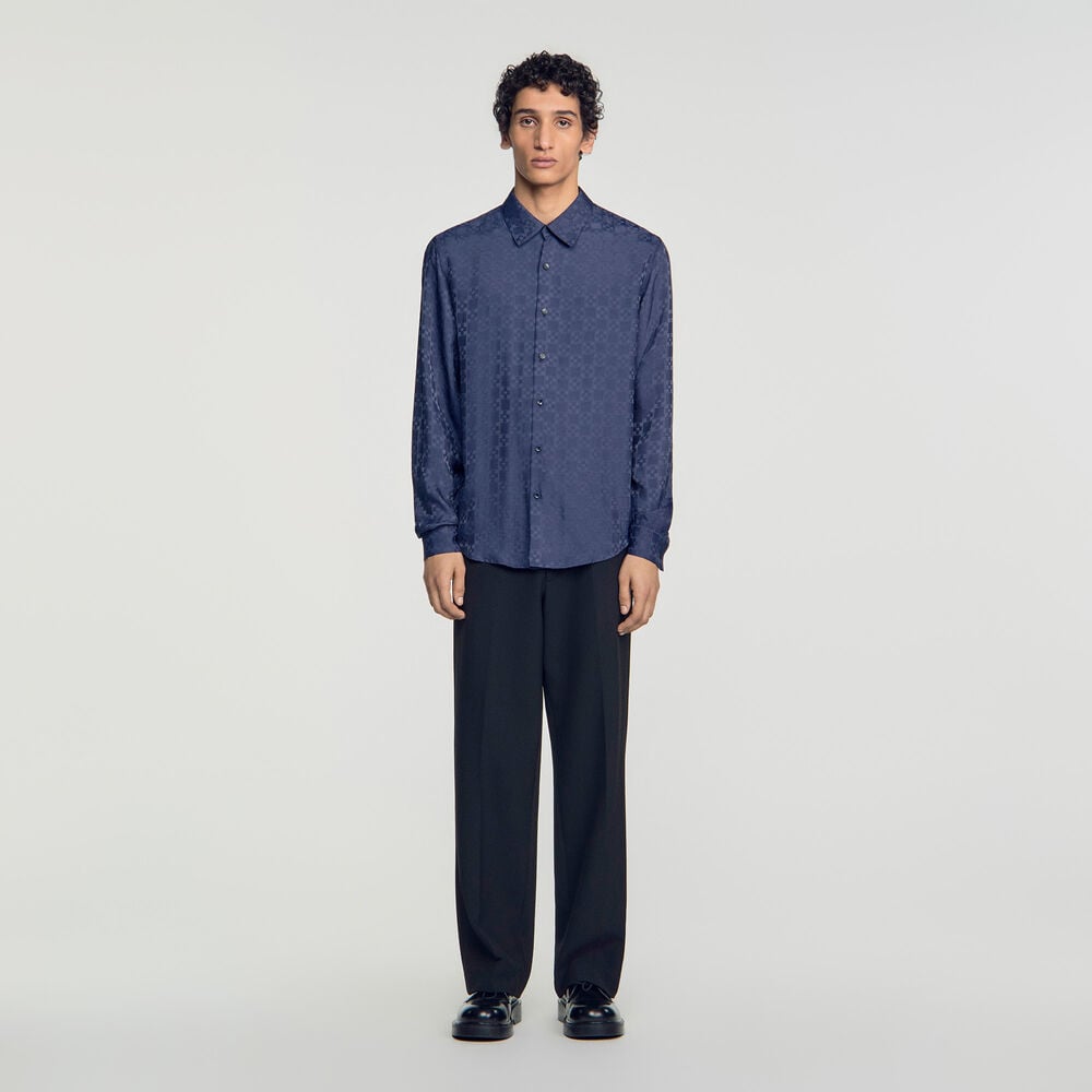 Sandro Chemise fluide Square Cross – Marine – vue 2