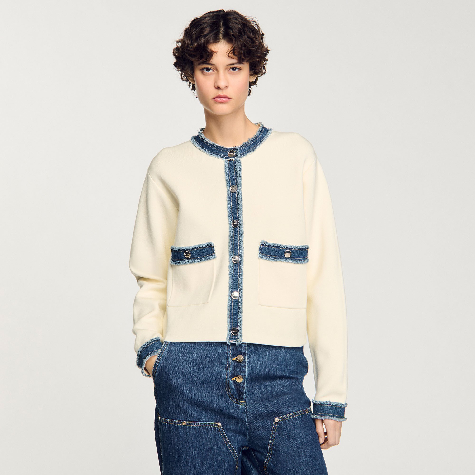 Cardigan à détails denim