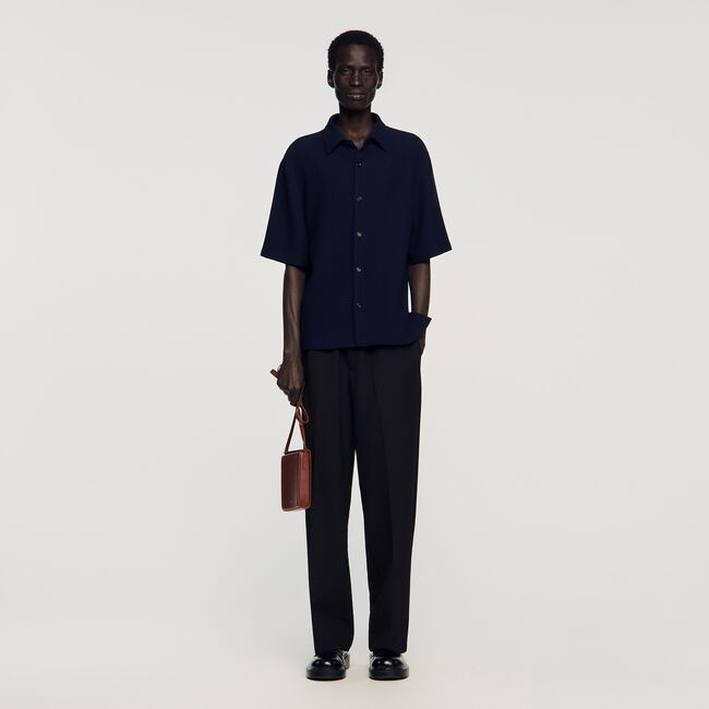 Chemise effet textur&eacute; &agrave; col requin