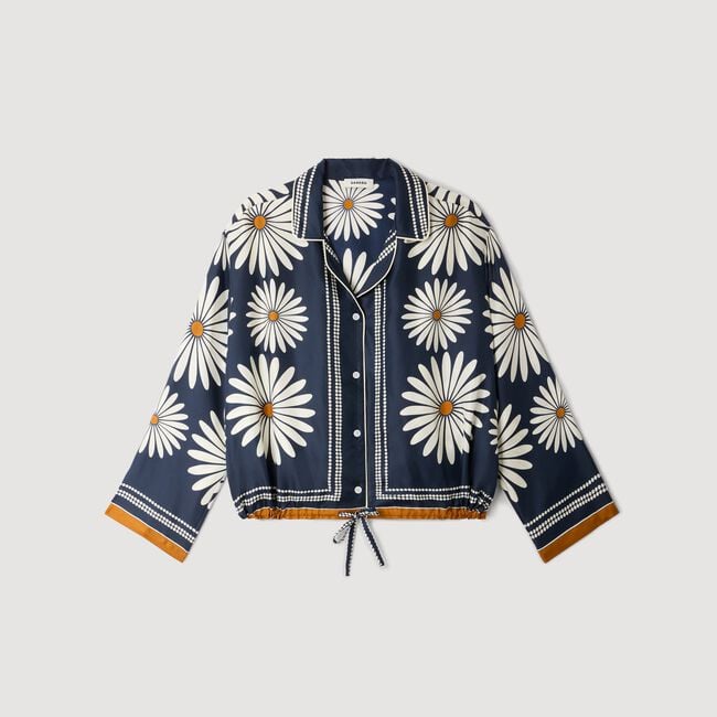 Chemise en soie imprim&eacute; fleur