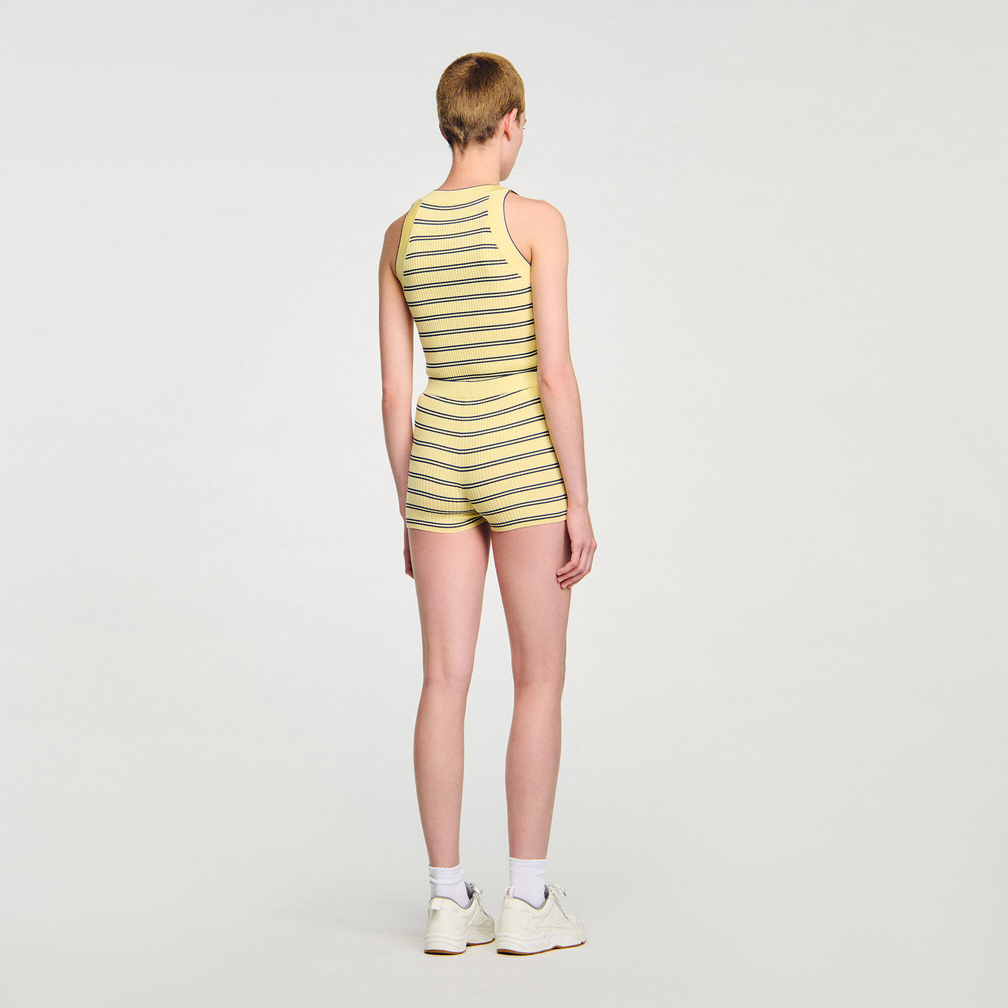 Short en maille à rayures