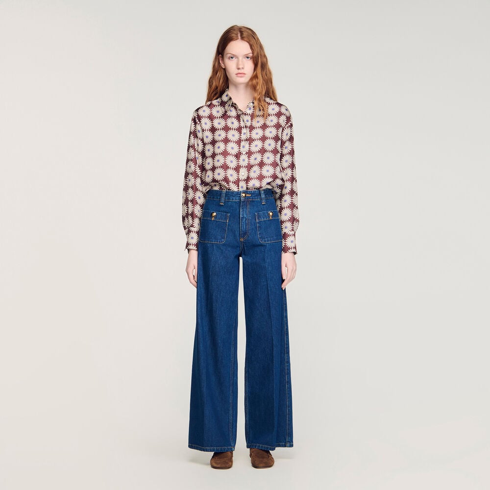 Sandro Gerade Jeans, aufgesetzte Taschen – Bleu brut – Ansicht 2