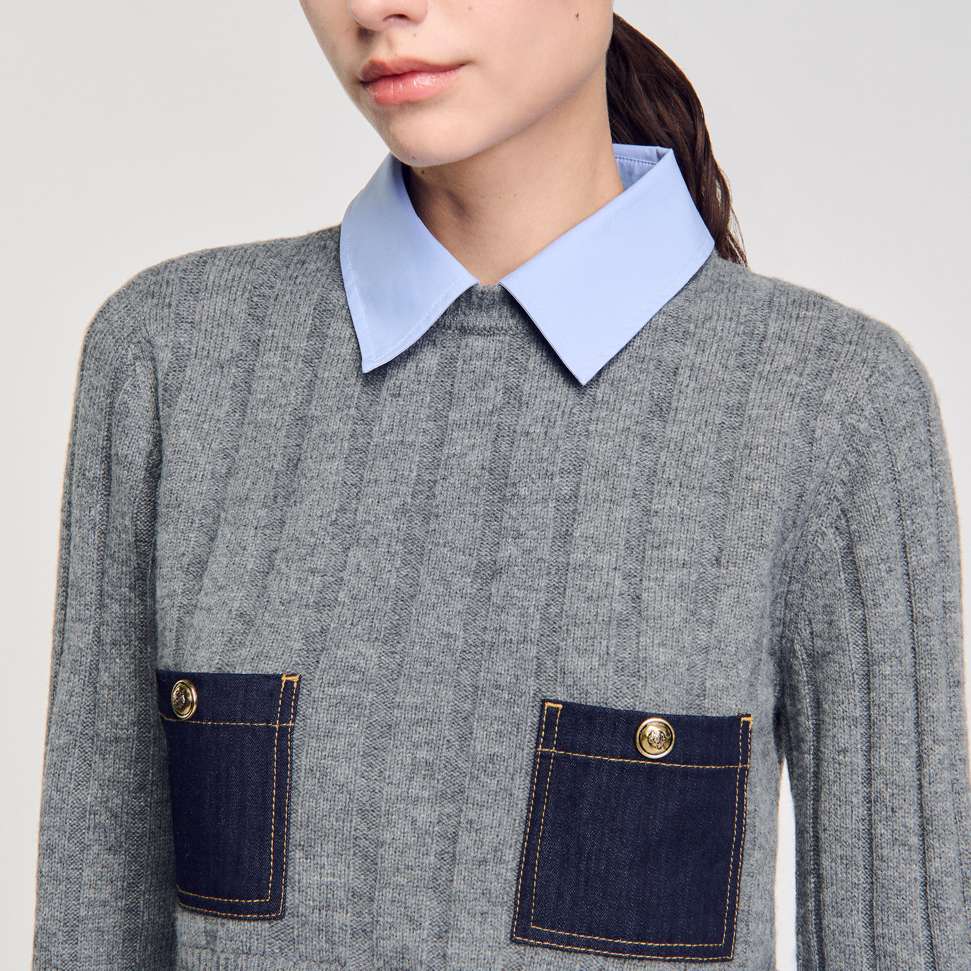 Pull court en laine et cachemire