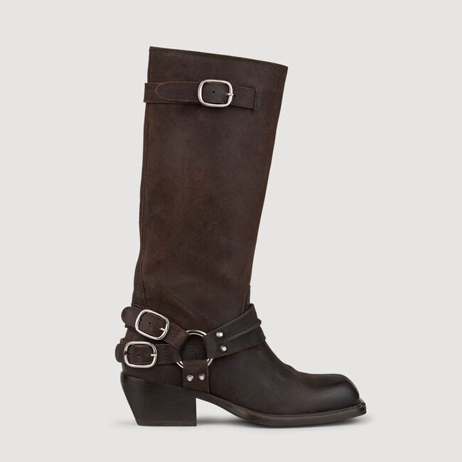 Bottes en cuir à boucles