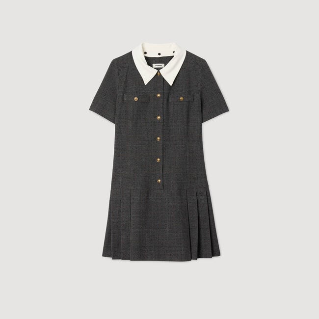 Robe courte plissée strassée