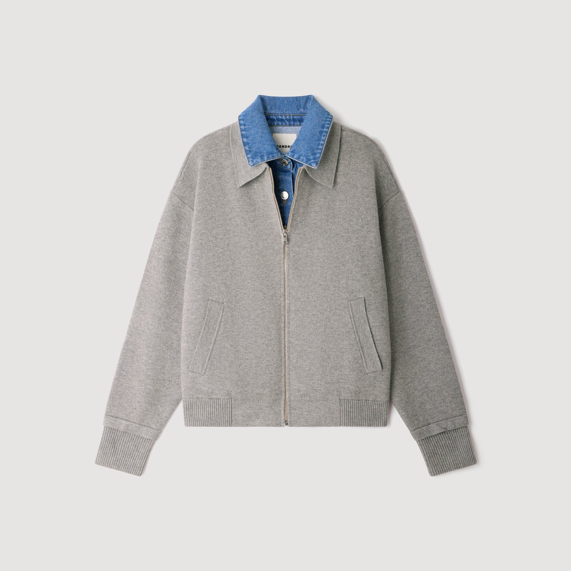 Cardigan zipp&eacute; effet 2 en 1 - Femme | Sandro Paris