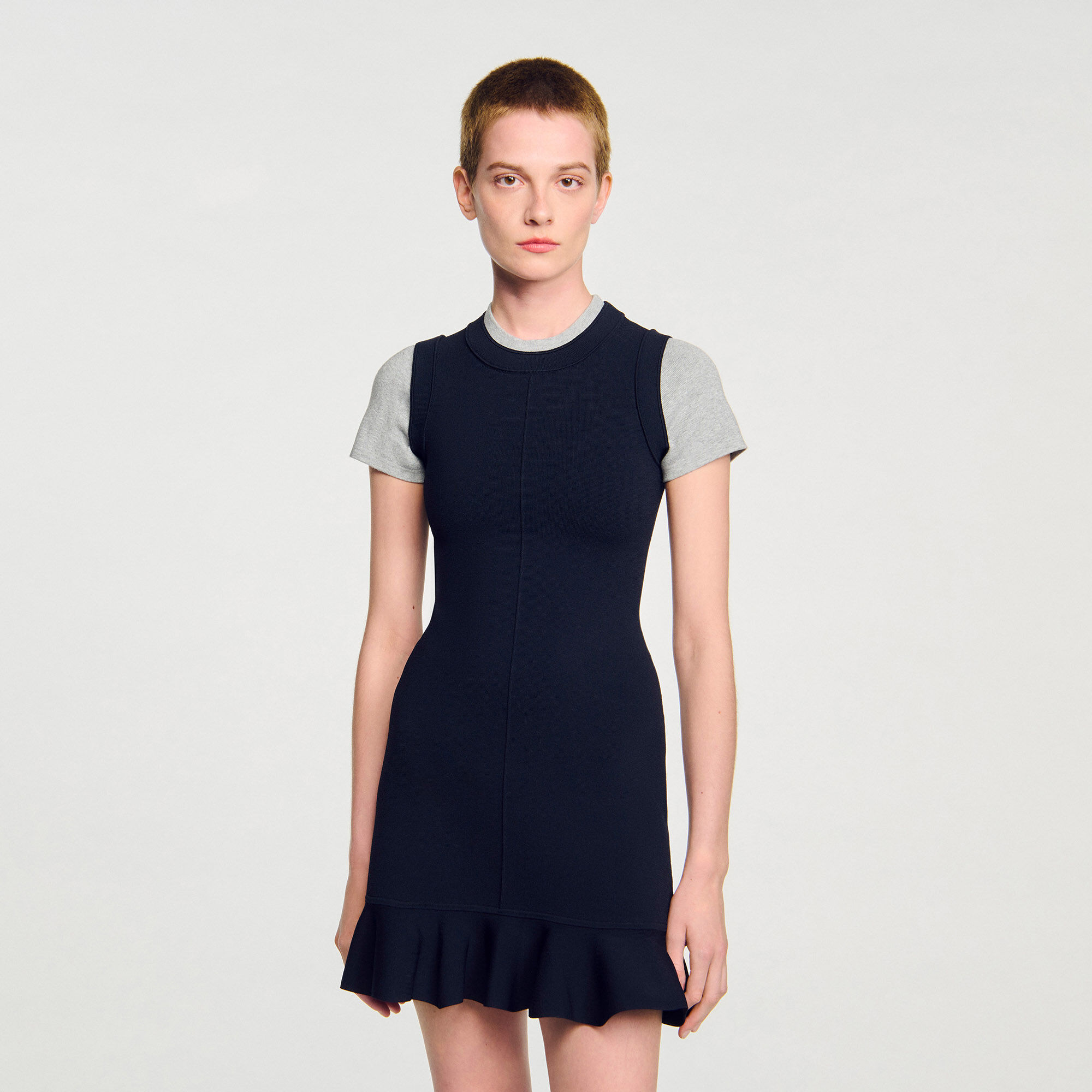 Robe courte en maille 2 en 1