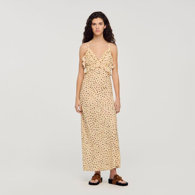 Robe longue imprim&eacute; fleur 