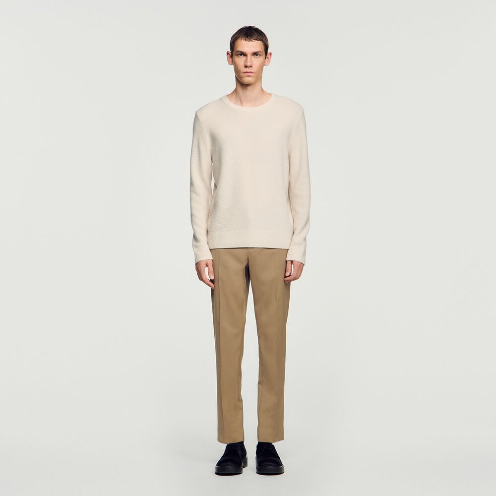 Sandro Pull col rond en point de riz – Ecru – vue 2