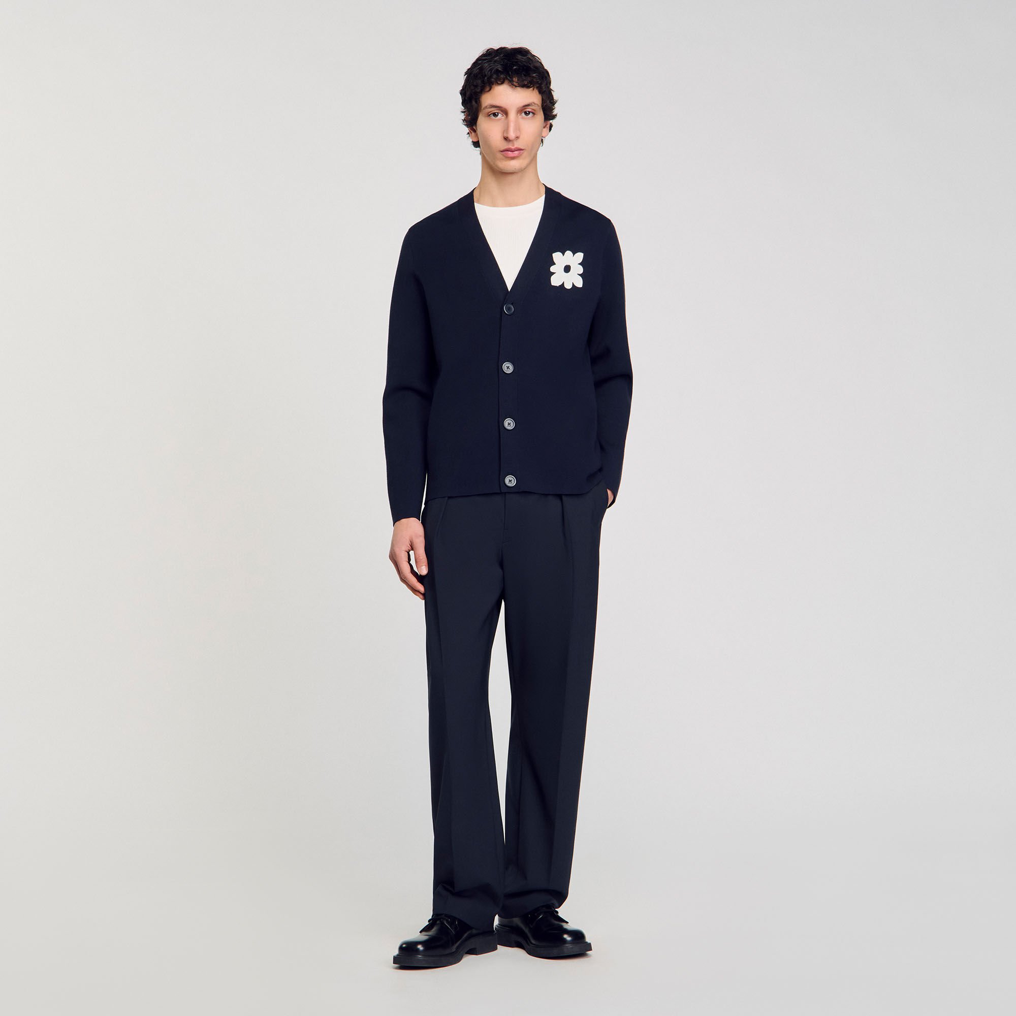Cardigan à détail fleur bleu pour homme Sandro Paris