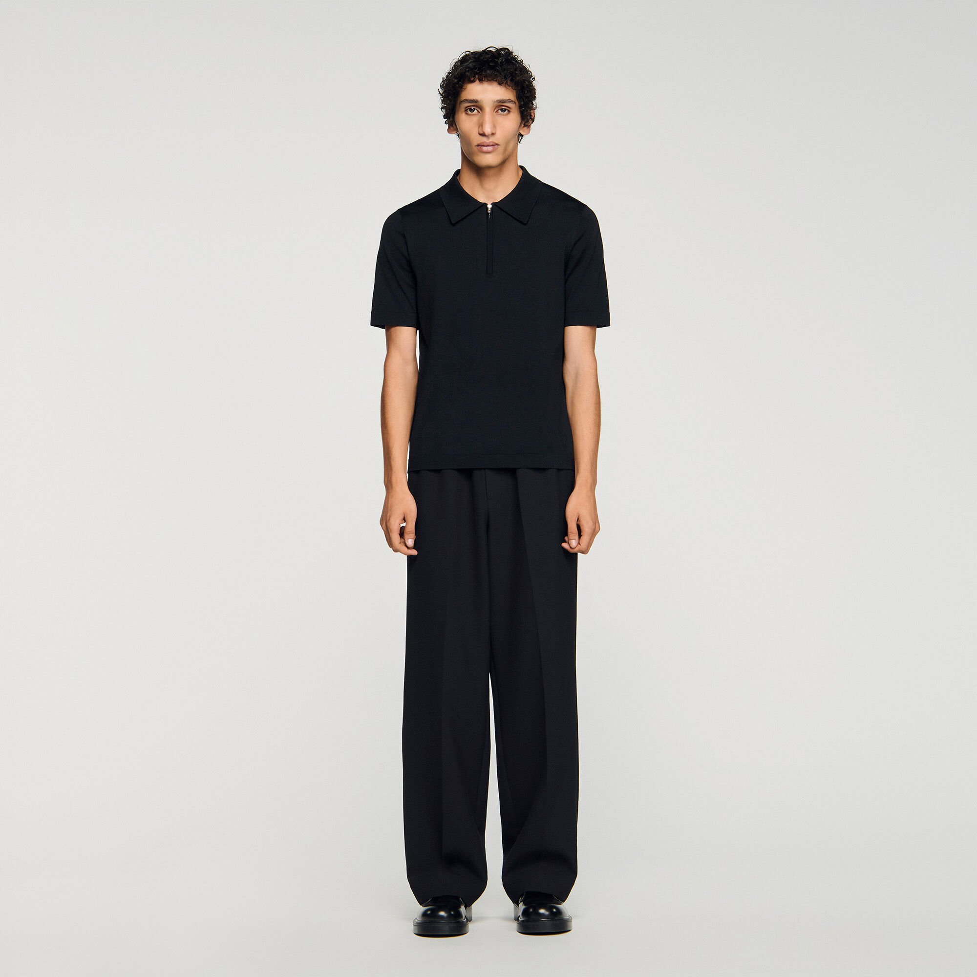 Polo en maille à col zippé