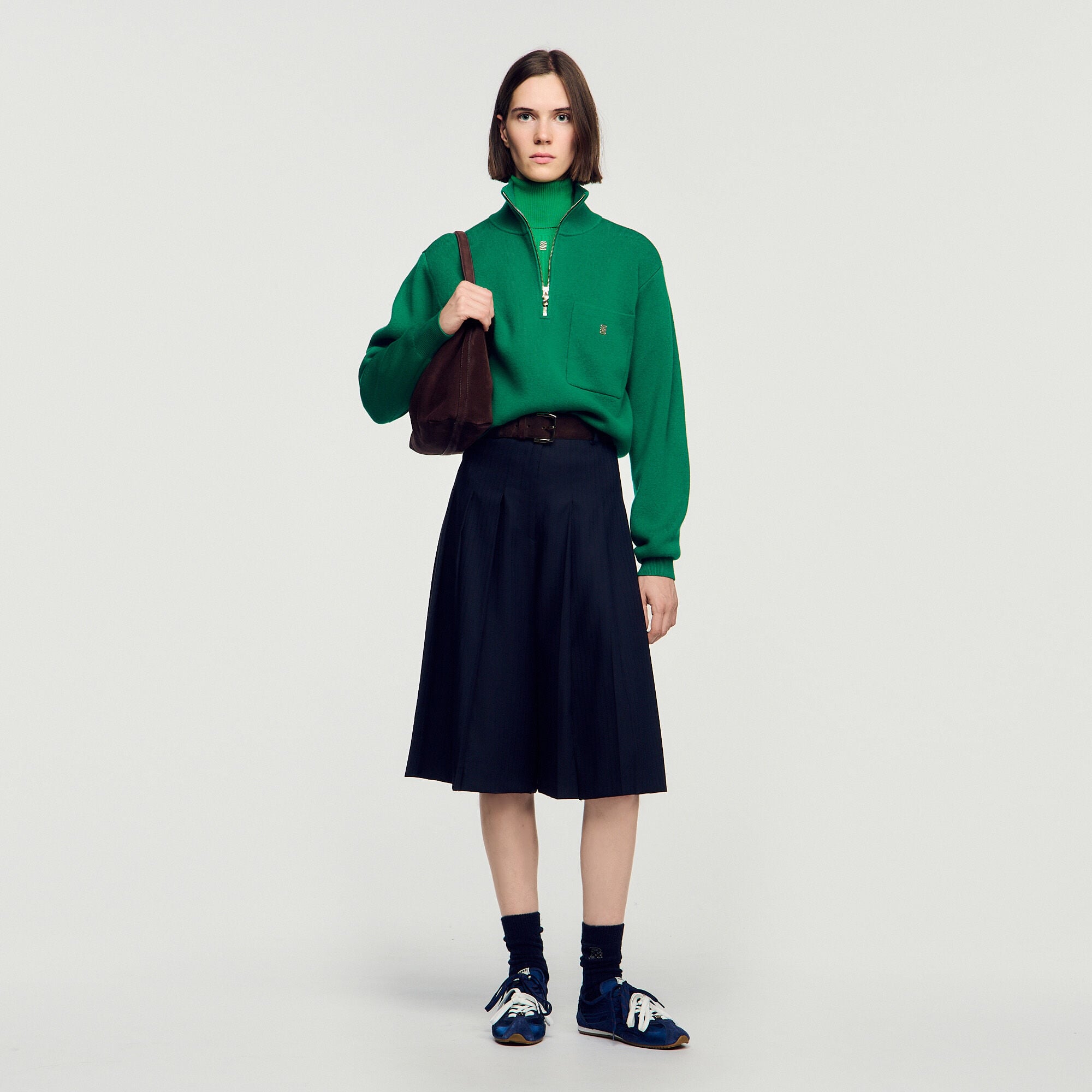 Pull col roul&eacute; en maille torsad&eacute;e - Femme | Sandro Paris