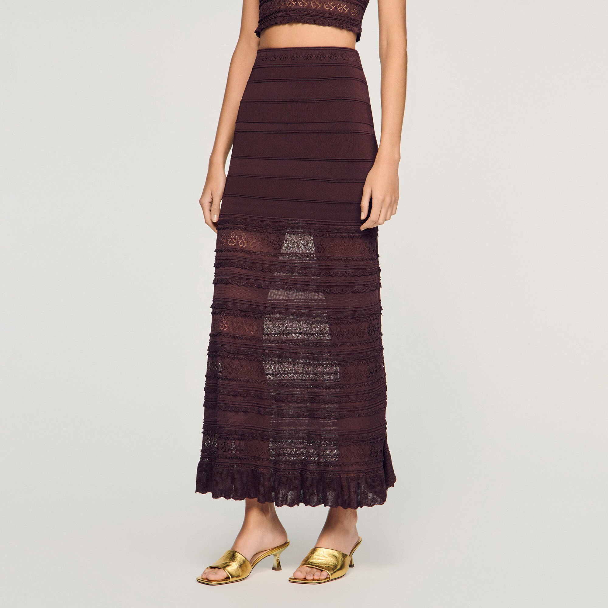 Jupe longue en maille pointelle