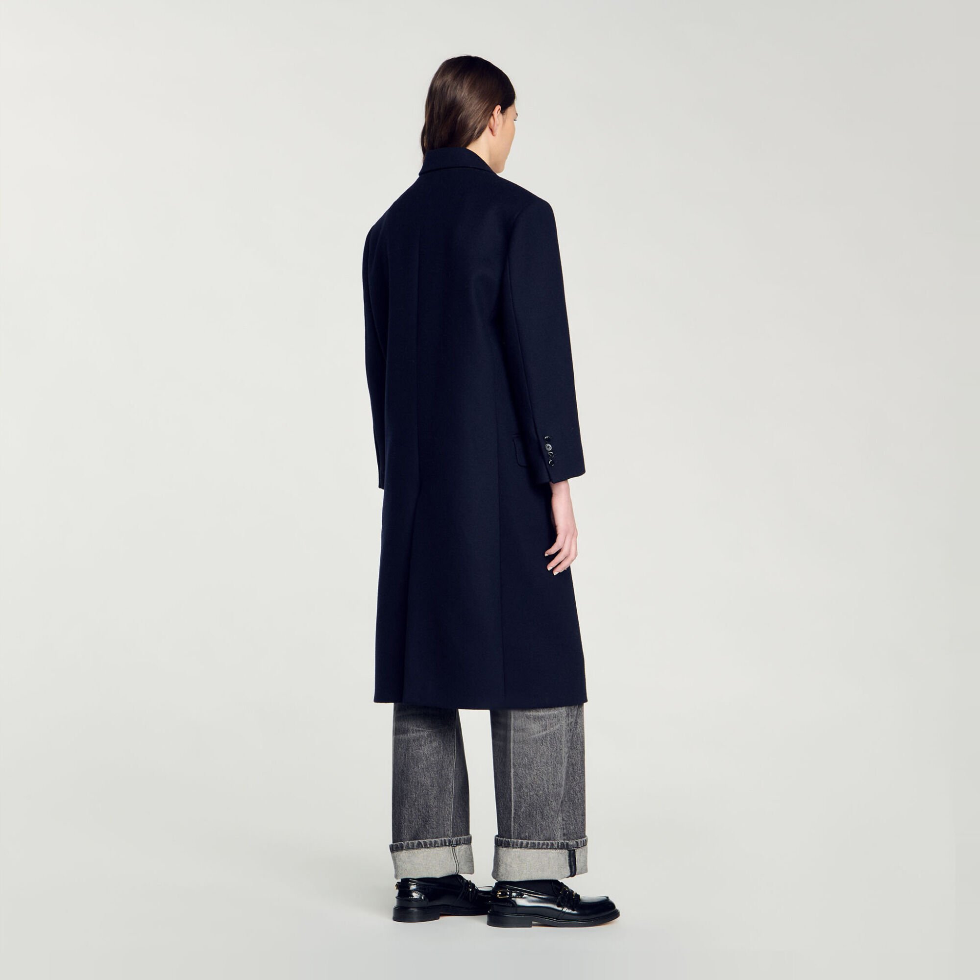 Manteau long en laine mélangée