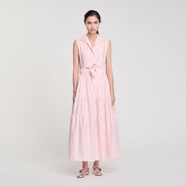 Robe longue nouée ornée de strass