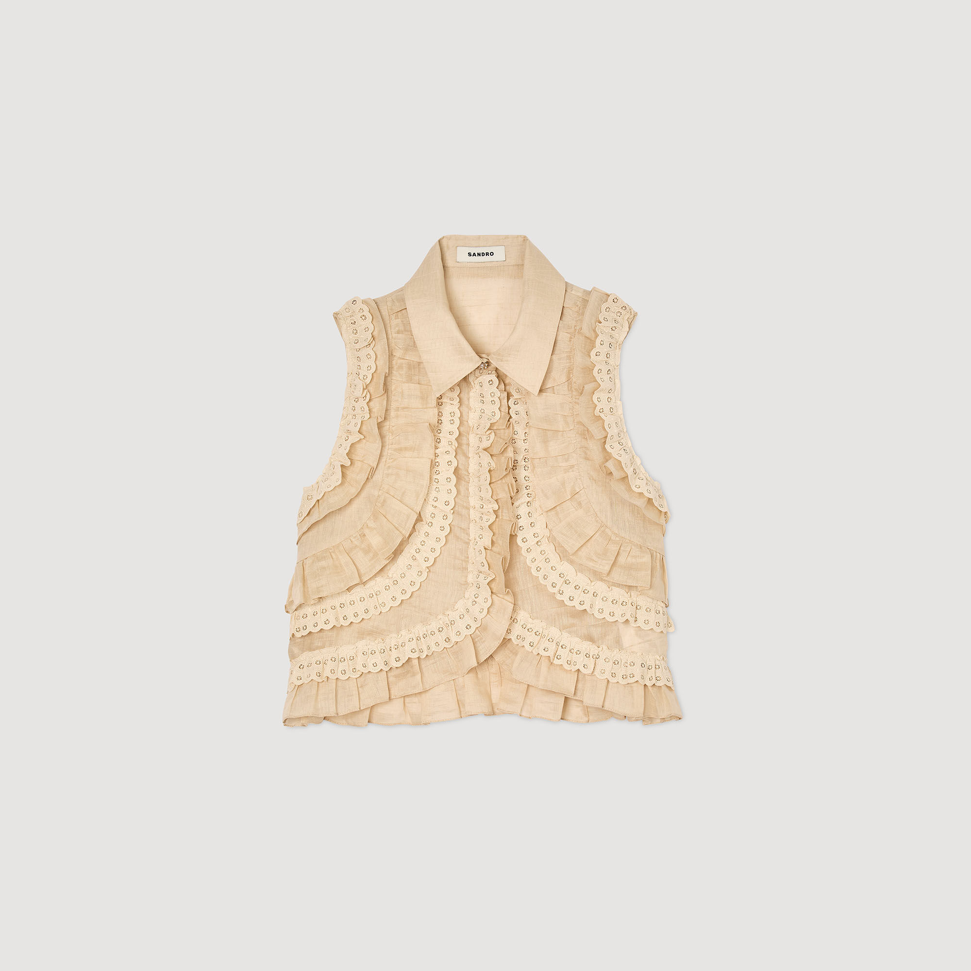 Chemise courte à volants