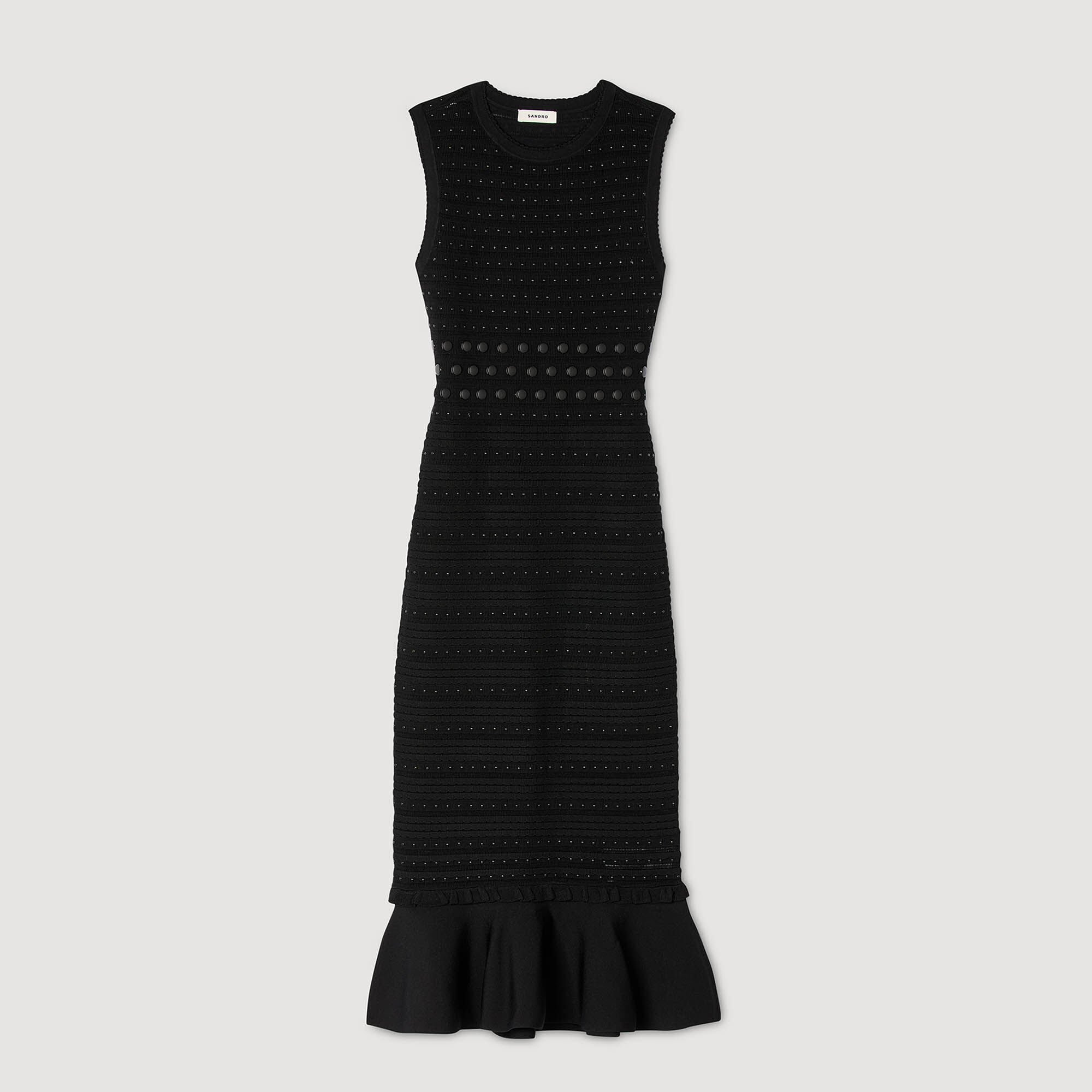 Robe longue en maille à studs