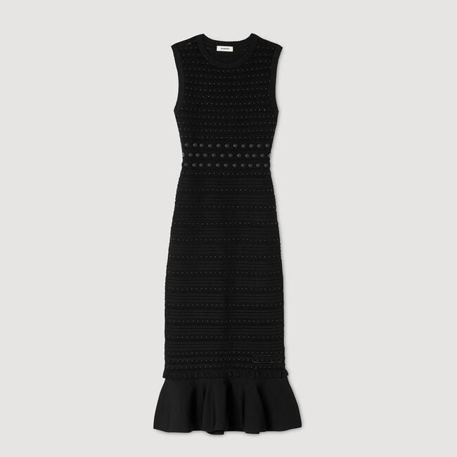 Robe longue en maille à studs