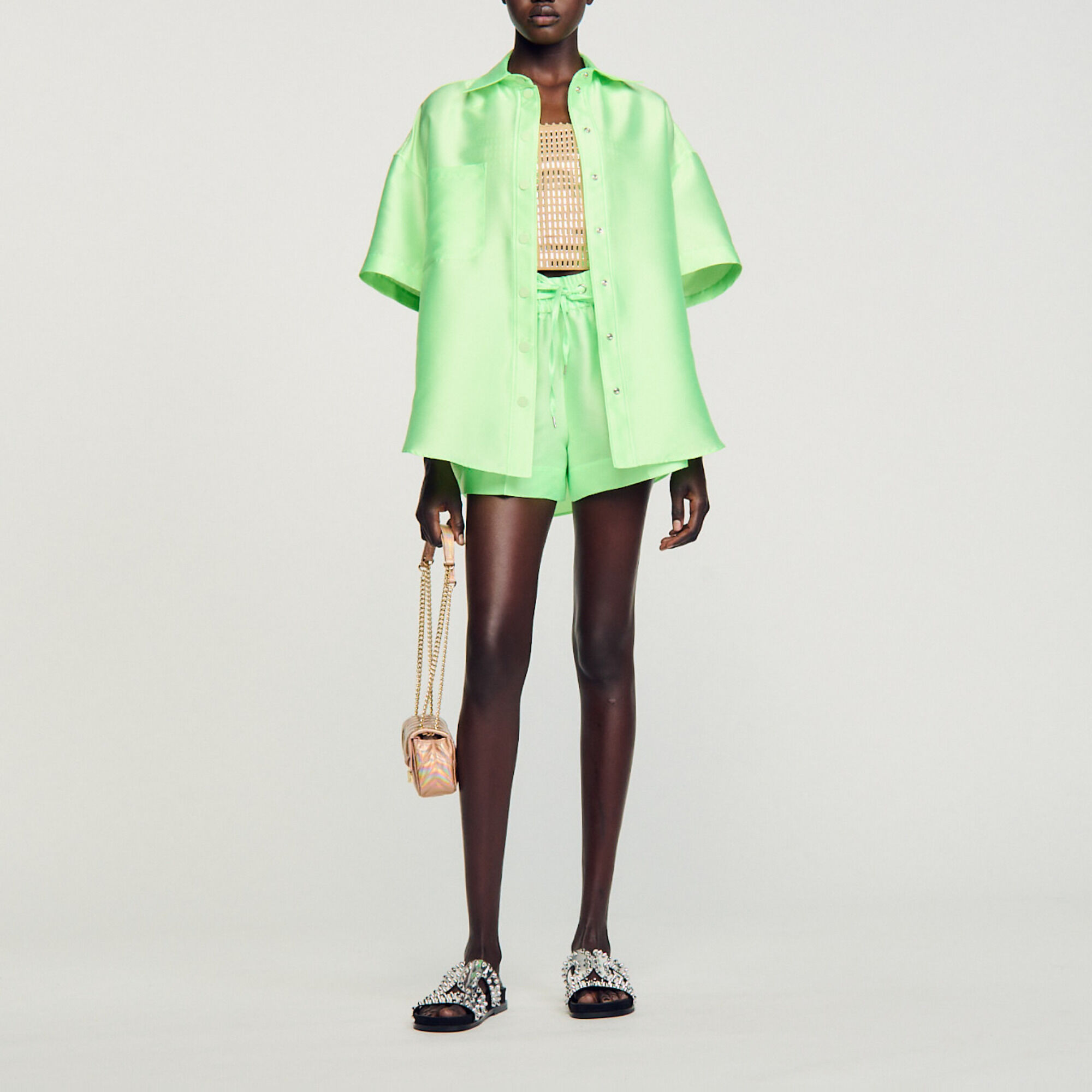 Chemise oversized satinée