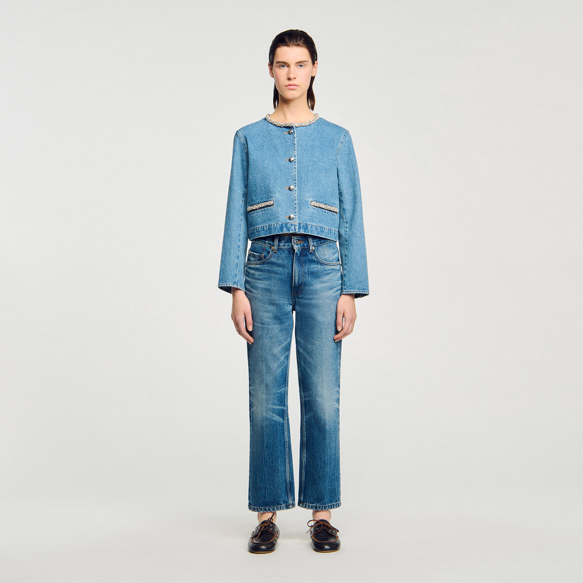 Blouson en denim strassé