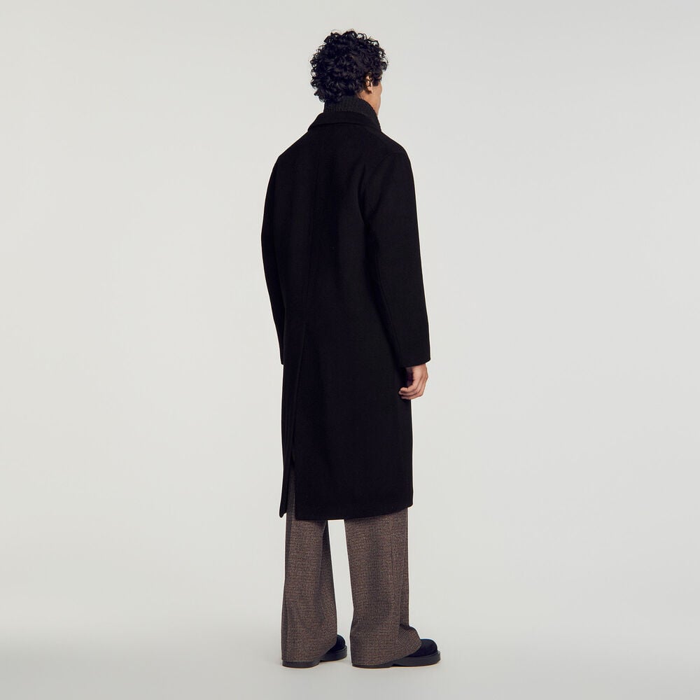 Sandro Manteau long en laine et cachemire – Noir – vue 5