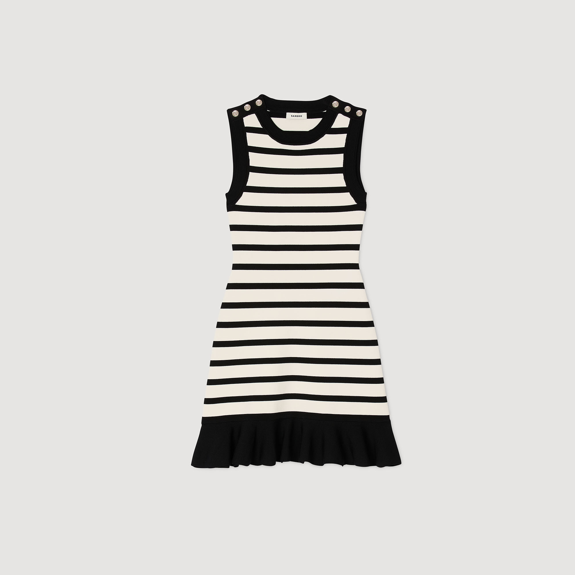 Robe courte en maille à rayures