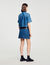 Jupe courte en denim et cuir