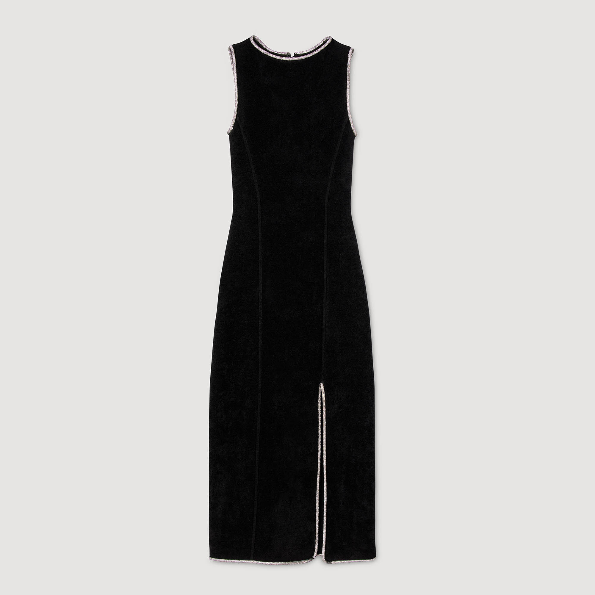Robe longue fendue strassée