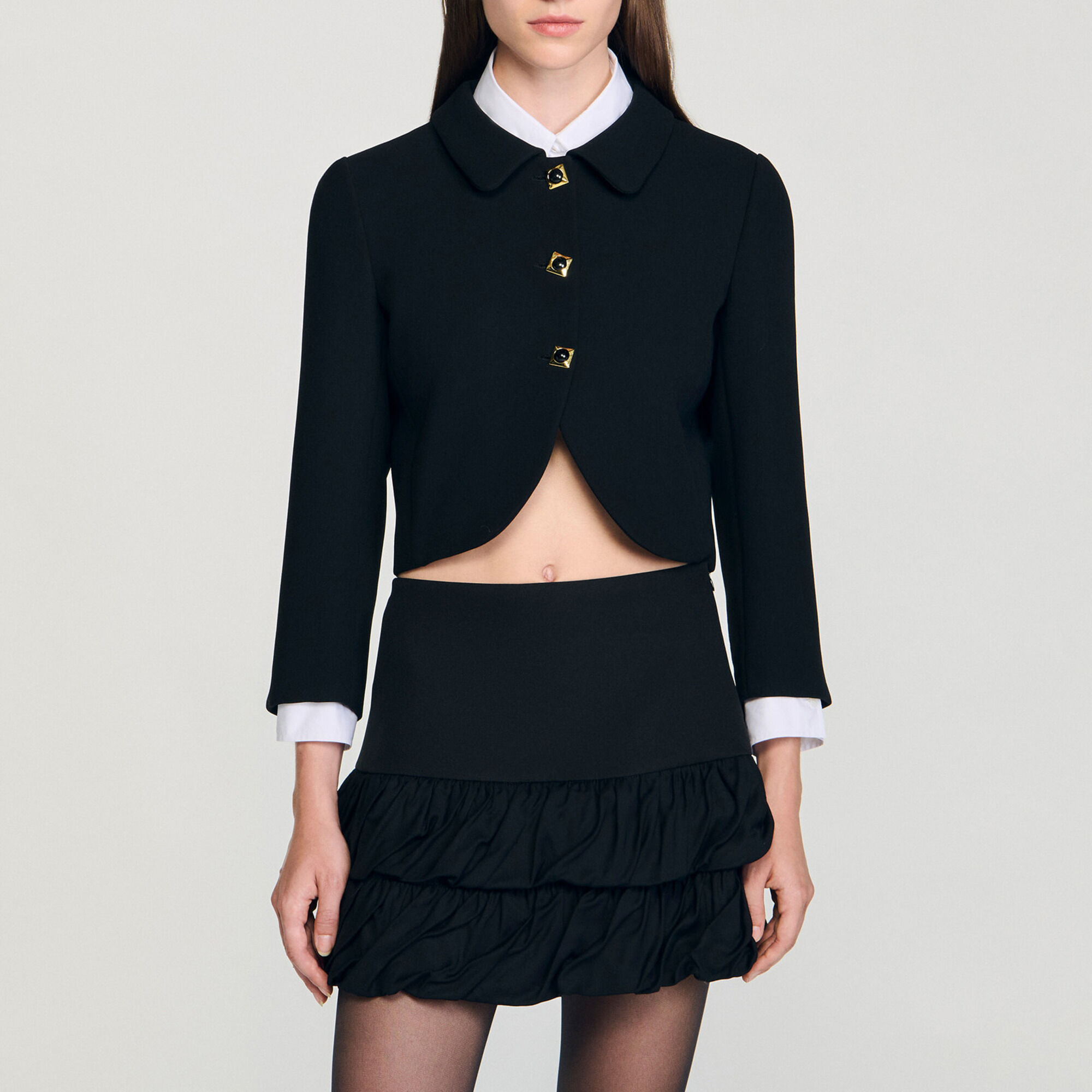 Veste courte &agrave; boutons bijou - Femme | Sandro Paris