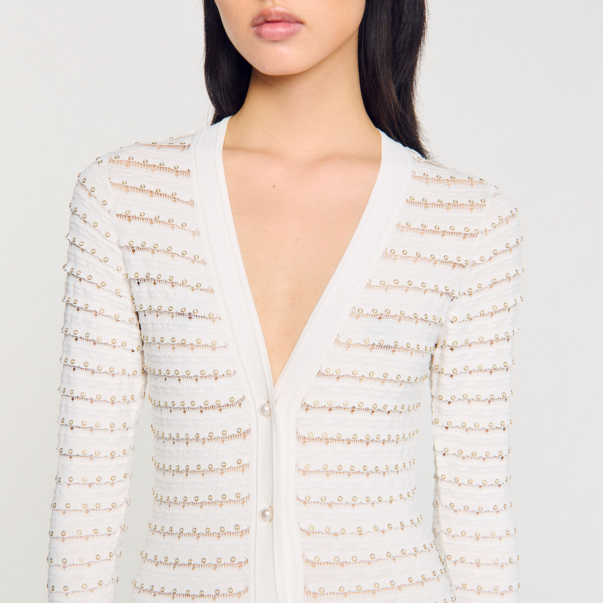 Robe longue à détails perlés