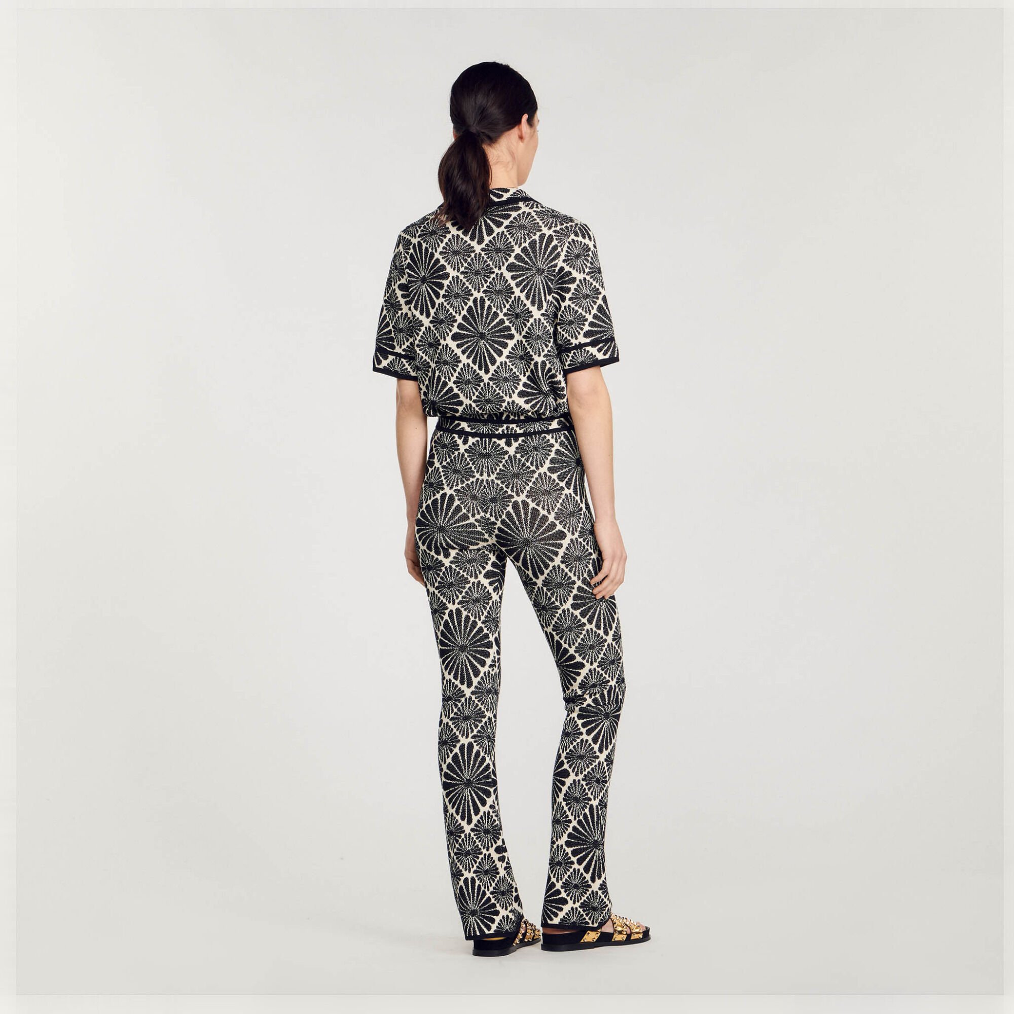 Pantalon jacquard fleur