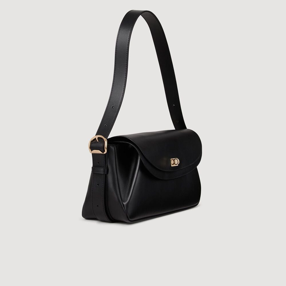 Sandro Sac en cuir lisse Le Mambo – Noir – vue 3