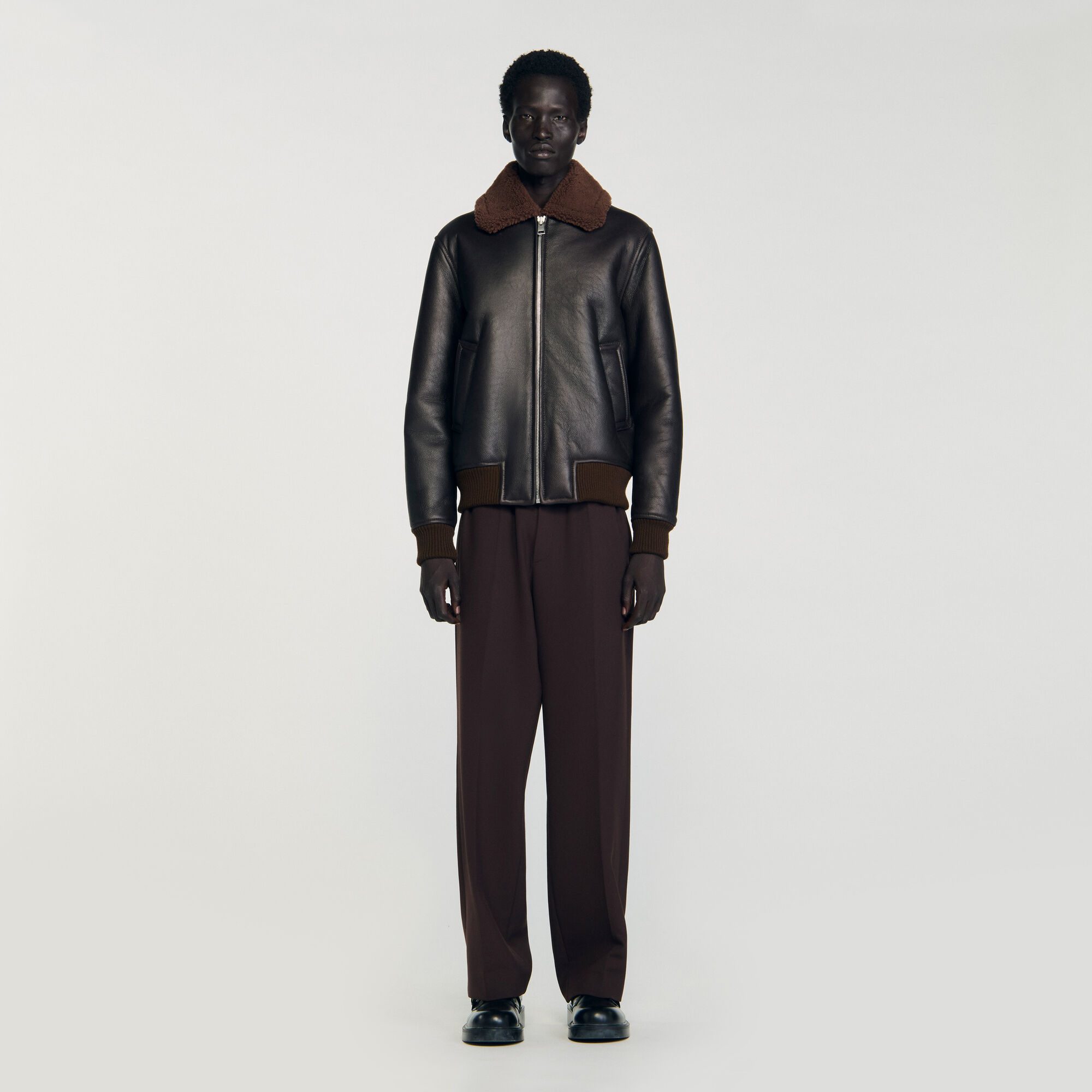 Blouson en cuir retourné