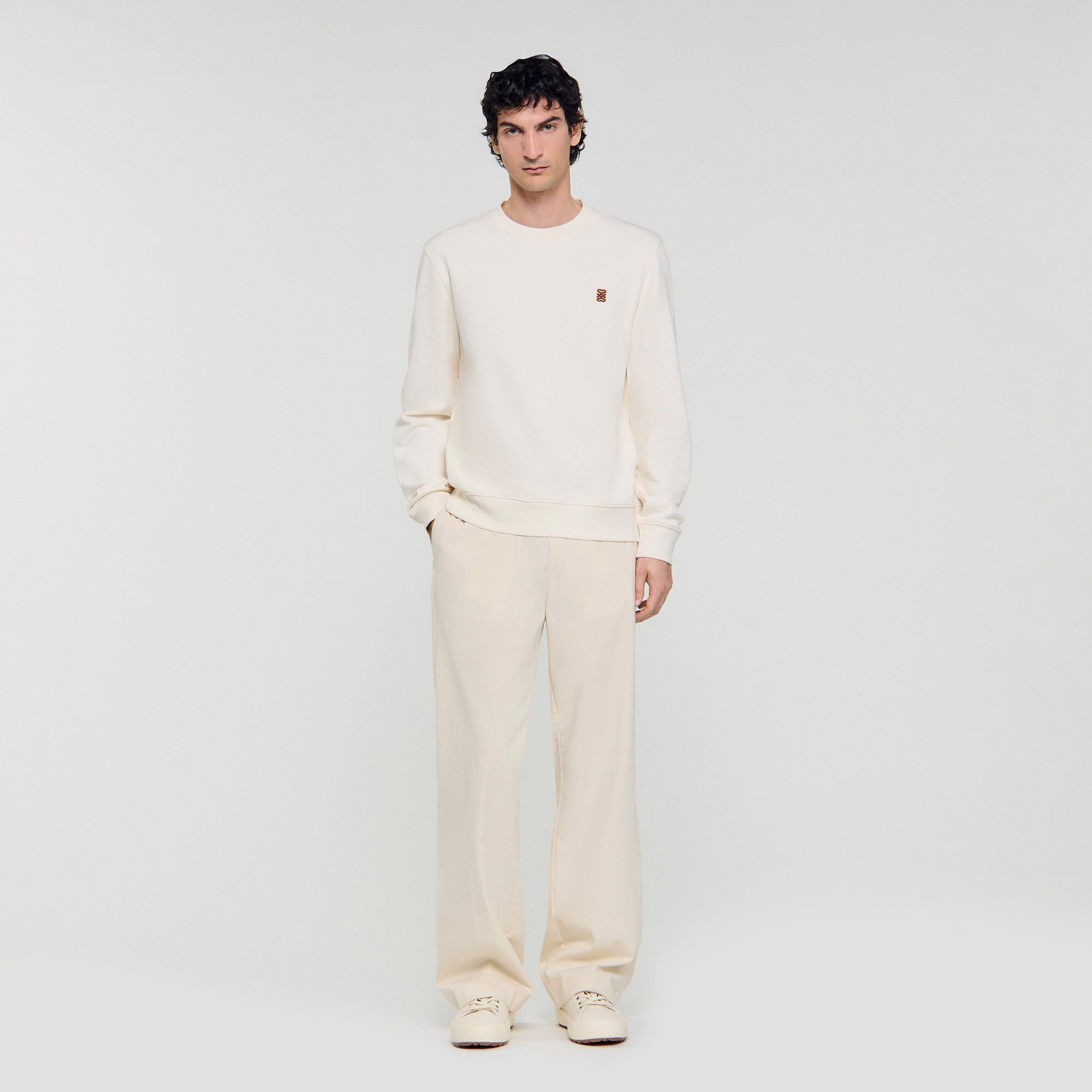 Sweat oversize à patch en cuir