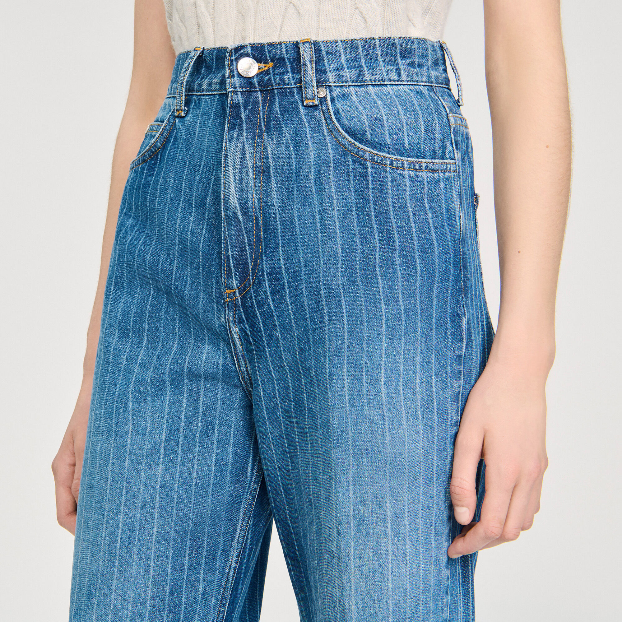 Jean large ray&eacute; - Femme | Sandro Paris