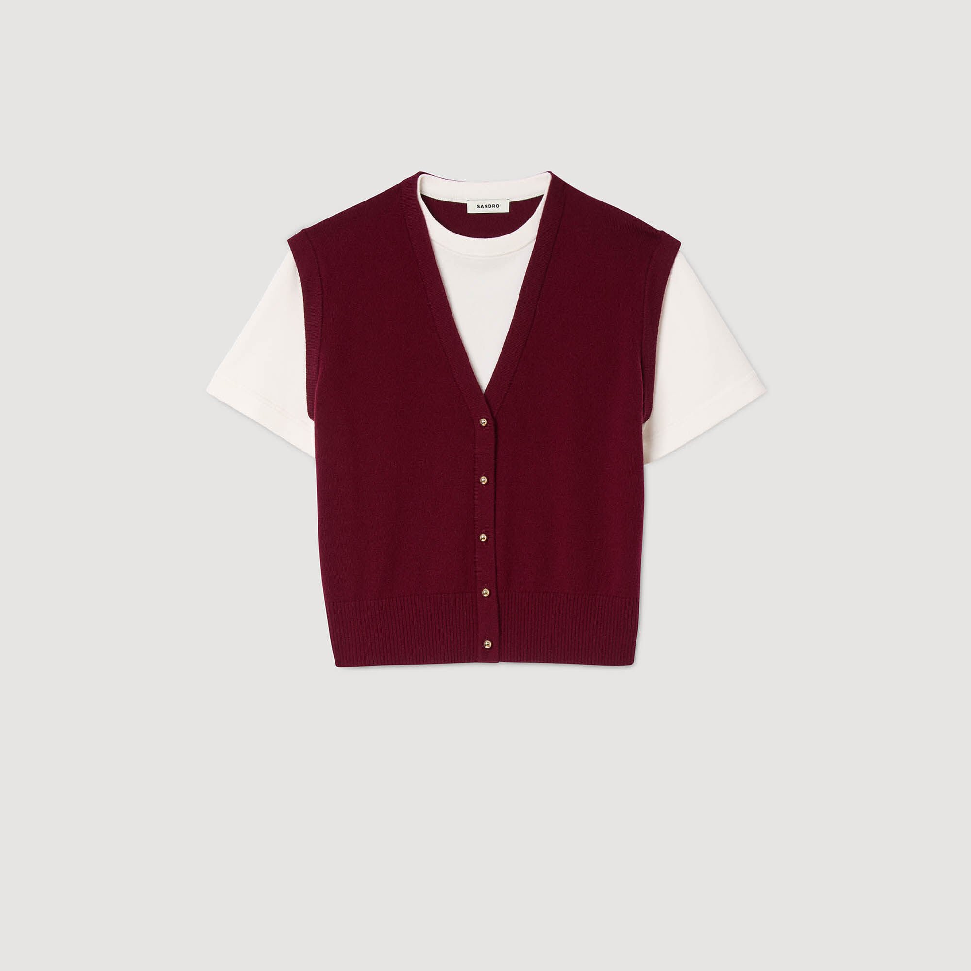 Pull bicolore en laine et cachemire 