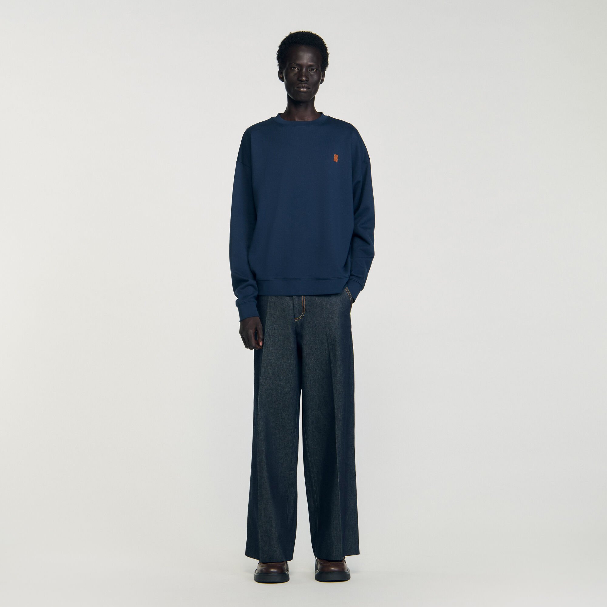Sweat oversize à patch en cuir