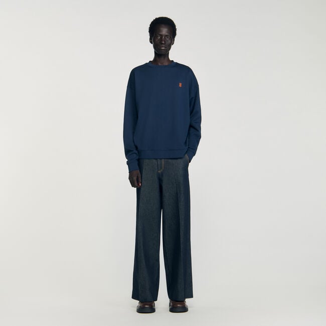 Sweatshirt oversize à patch en cuir