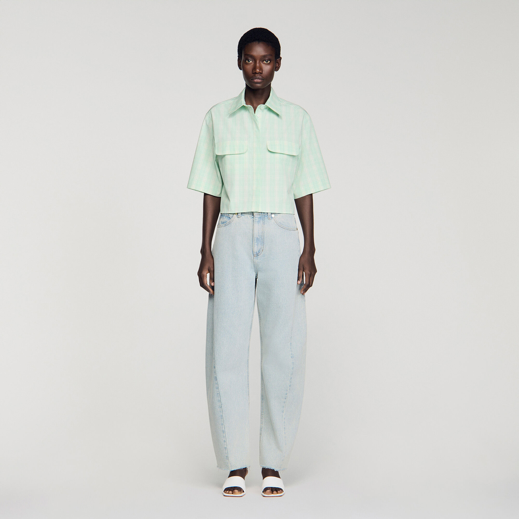 Chemise courte &agrave; carreaux 