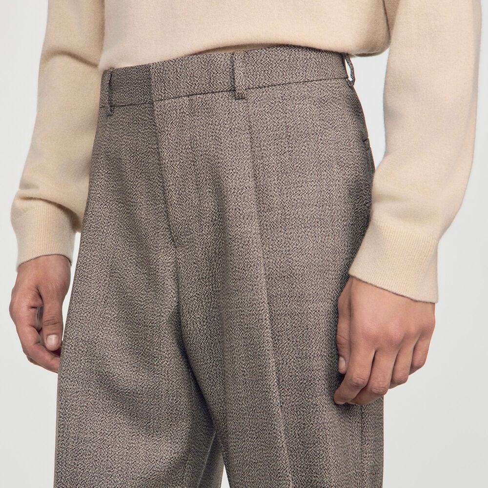 Sandro Pantalon de costume en laine – Marron – vue 3