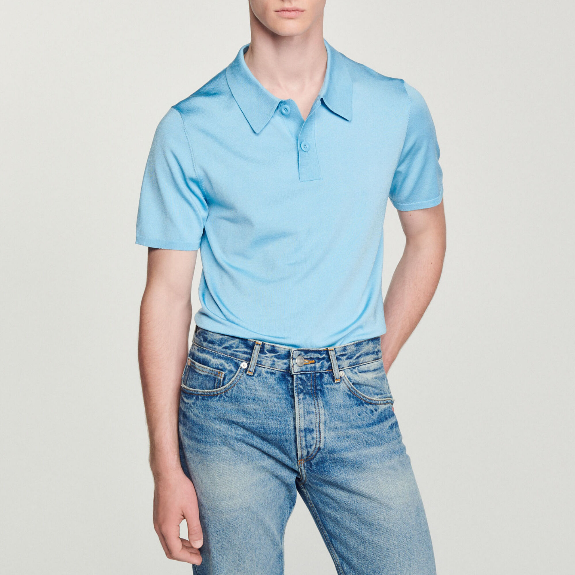 Polo en maille à manches courtes