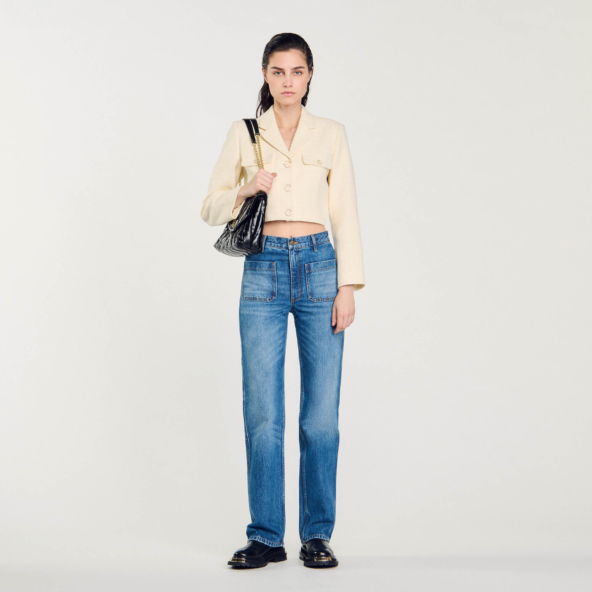 Jean flare delave bleu pour femme Sandro Paris