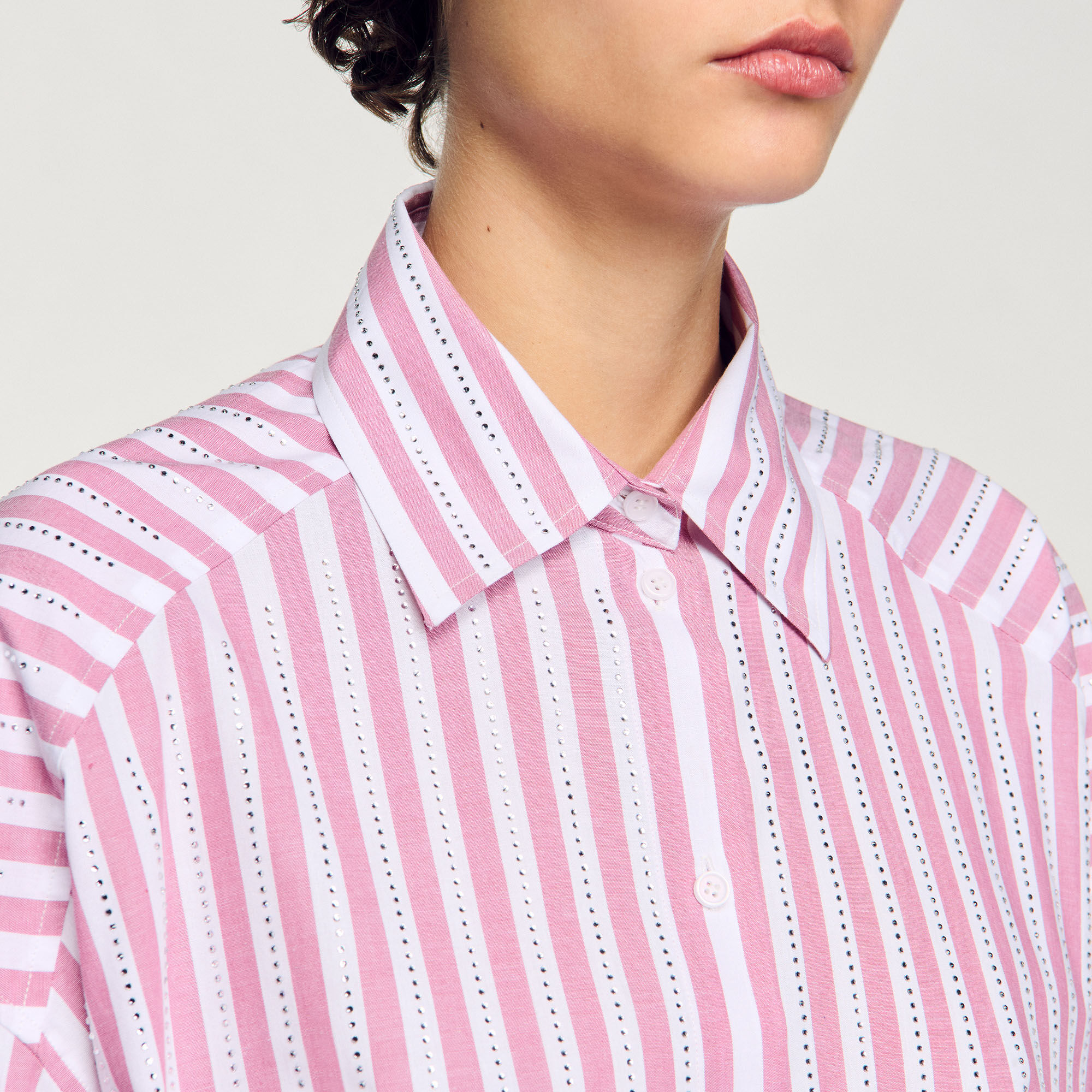 Chemise à rayures strassée