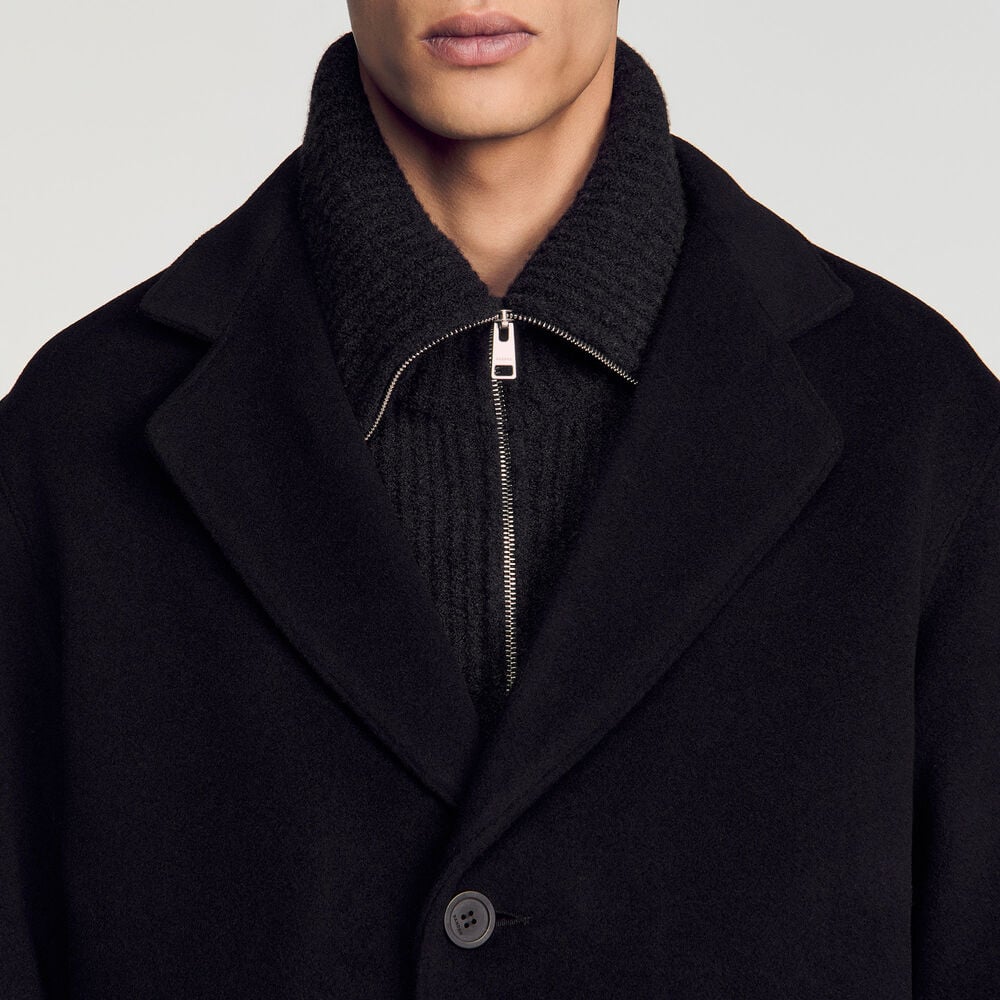 Sandro Manteau long en laine et cachemire – Noir – vue 3