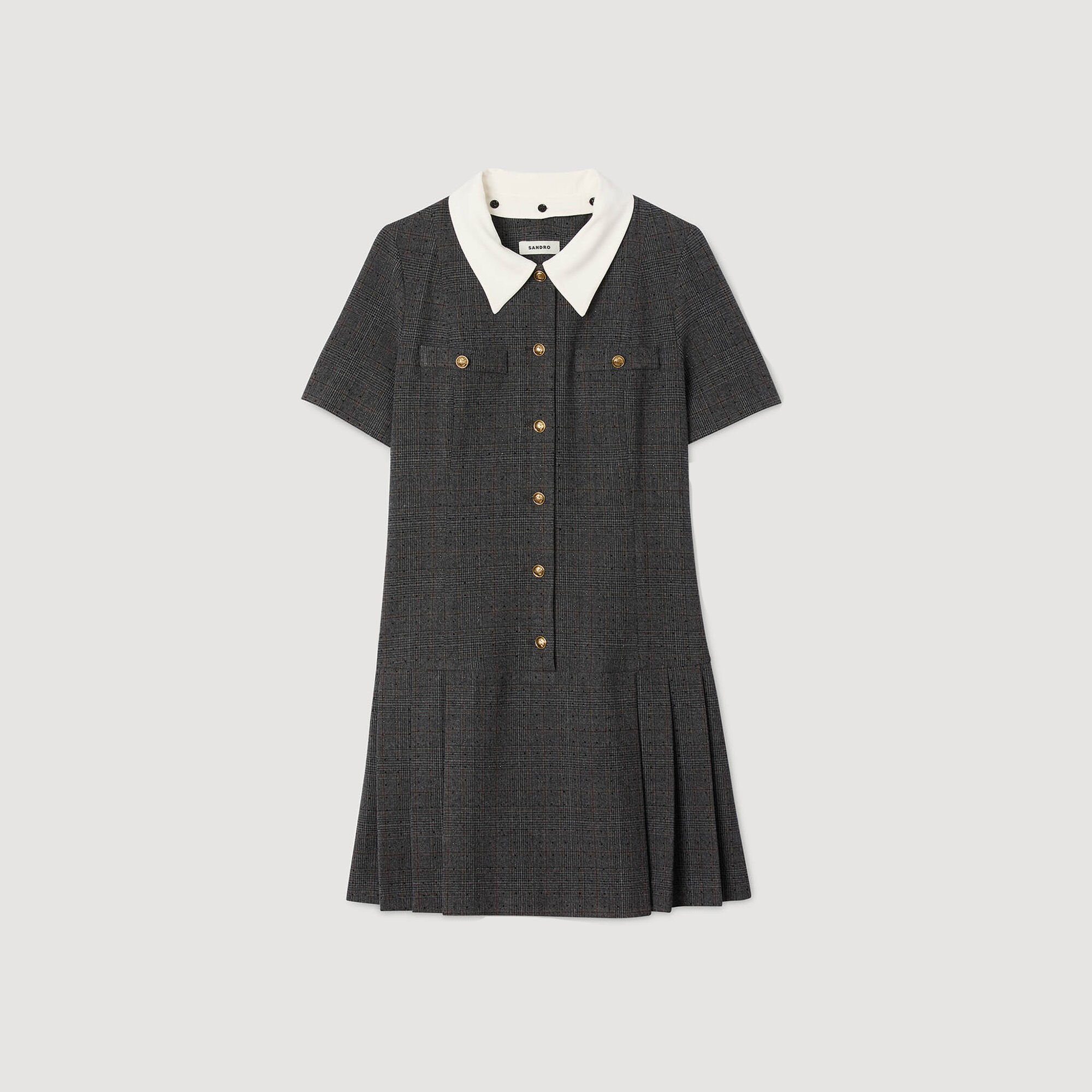 Robe courte plissée strassée
