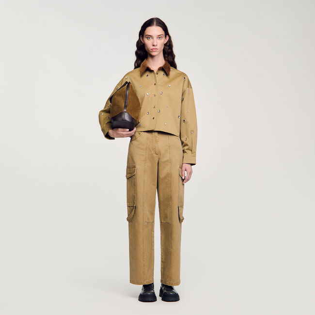 Chemise courte strassée